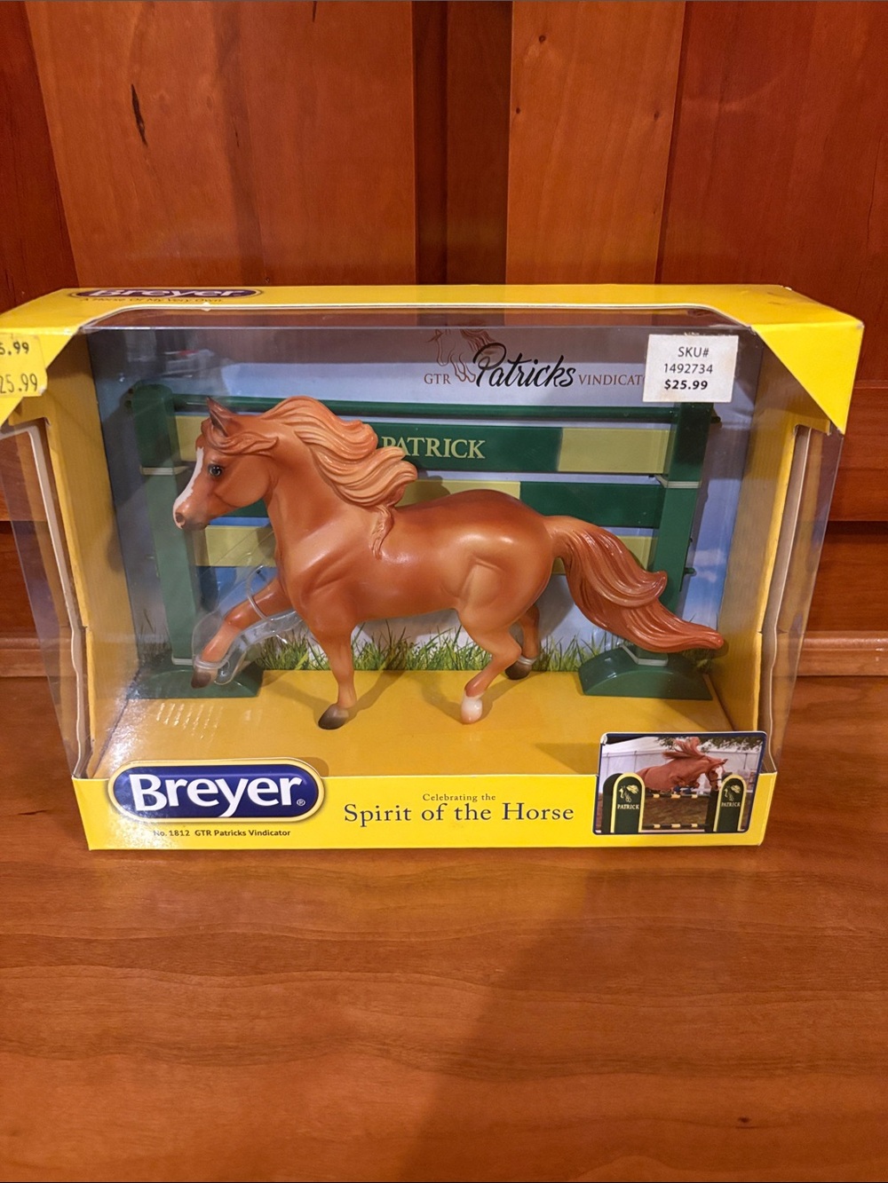 Breyer Chestnut Horse Model with Green Fence